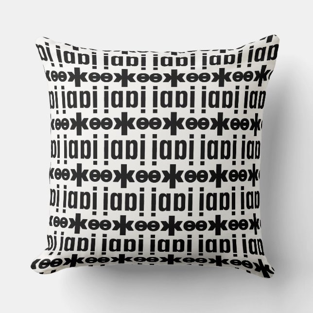 Modern Stylish Encrypted Name in Black and White Throw Pillow (Front)