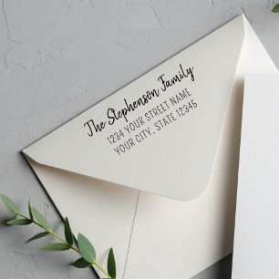 Modern Stylish Family Name Return Address Self-inking Stamp