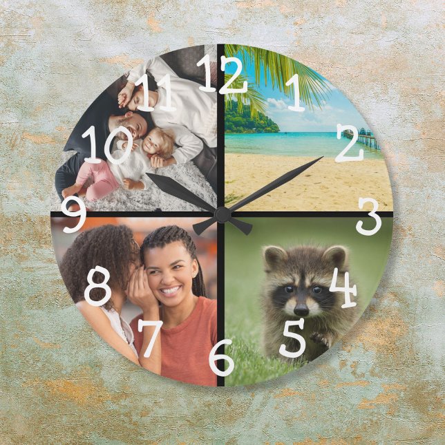 Modern Stylish Favorite 4 Photos Large Clock (Modern Stylish Favorite 4 Photos Large Clock)