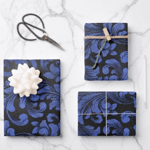 Modern Stylish Festive Dark Blue Plaid Pattern  Wrapping Paper Sheets