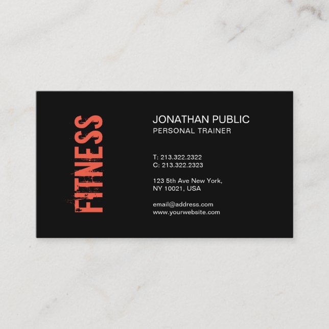 Modern Stylish Fitness Personal Trainer Coach Business Card (Front)