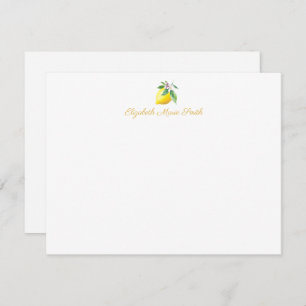 Modern Stylish Floral Yellow Botanical Lemon Note Card