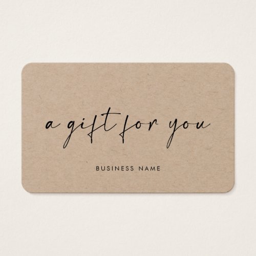 Modern stylish font kraft gift certificate