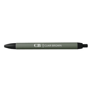 Modern Stylish Forest Green Monogram Pen