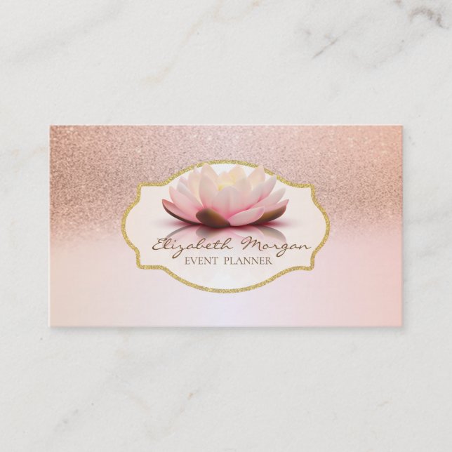 Modern Stylish,Frame Glitter Lotus Business Card (Front)