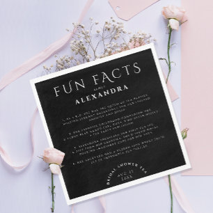 Modern Stylish Fun Facts Black And White Party Napkins