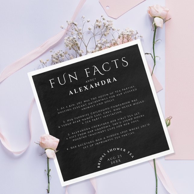 Modern Stylish Fun Facts Black And White Party Napkins (Creator Uploaded)