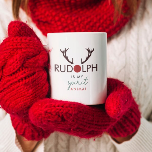 Modern Stylish Fun Rudolph is my Spirit Animal Coffee Mug (Creator Uploaded)