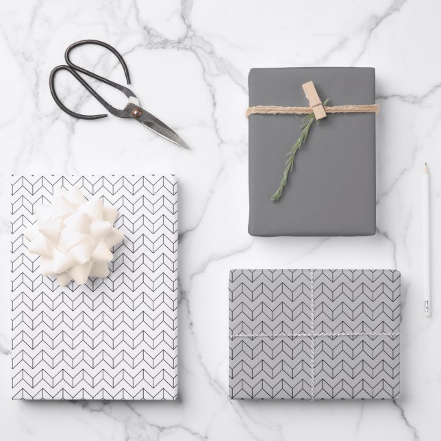 Modern Stylish Geometric Line Pattern Wrapping Paper Sheets (Front)