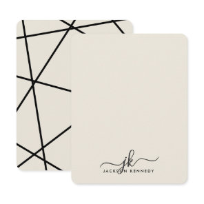 Modern Stylish Geometric Lines Elegant Monogram Note Card