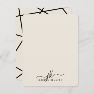 Modern Stylish Geometric Lines Elegant Monogram Note Card