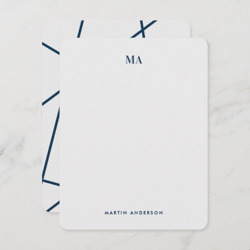 Modern Stylish Geometric Lines Monogram Stationery Note Card