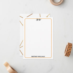 Modern Stylish Geometric Lines Monogram Stationery Note Card