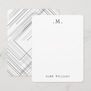 Modern Stylish Geometric Lines Monogram Stationery Note Card