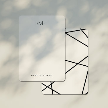 Modern Stylish Geometric Lines Monogram Stationery Note Card