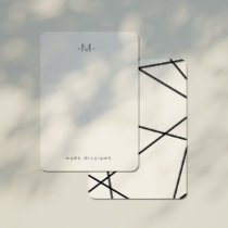 Modern Stylish Geometric Lines Monogram Stationery Note Card