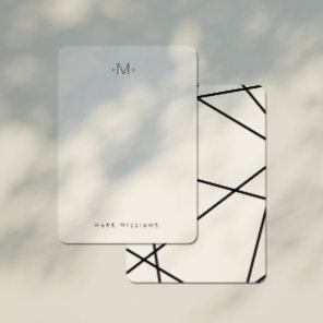 Modern Stylish Geometric Lines Monogram Stationery Note Card