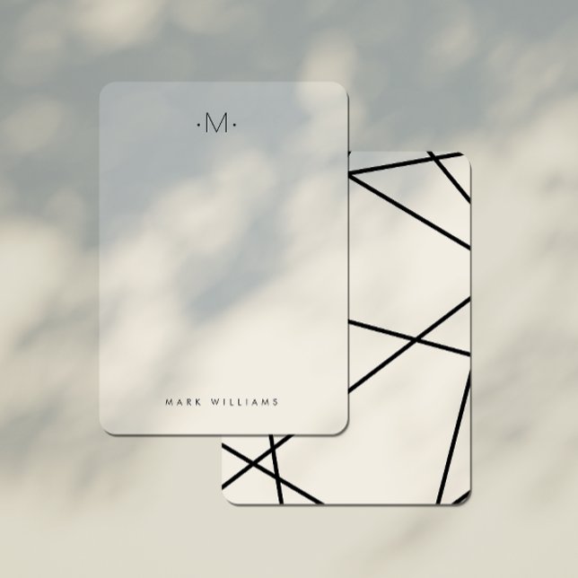 Modern Stylish Geometric Lines Monogram Stationery Note Card (Creator Uploaded)