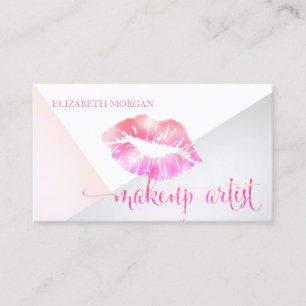 Modern Stylish Geometric Lips Makeup Artist Business Card