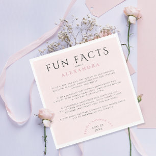 Modern Stylish Girly Pastel Blush Pink Fun Facts Napkins