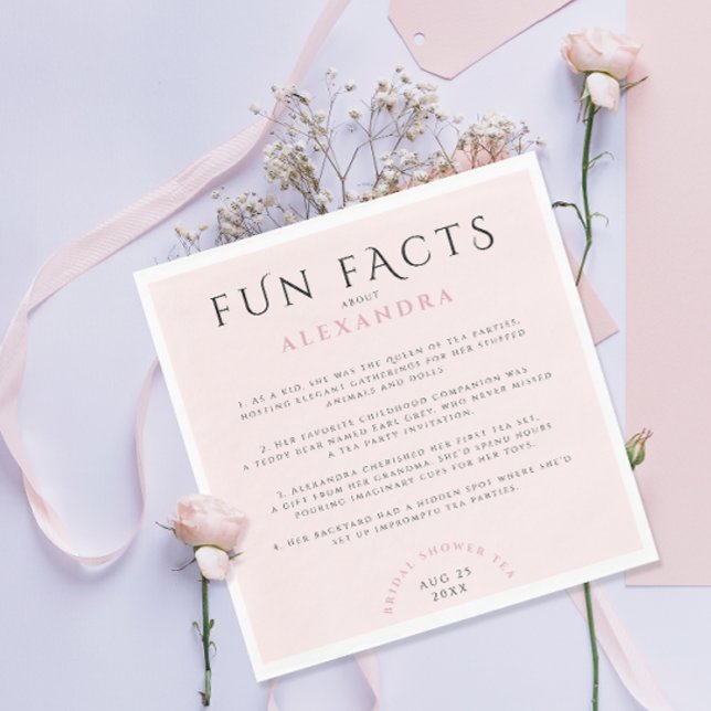 Modern Stylish Girly Pastel Blush Pink Fun Facts  Napkins (Creator Uploaded)