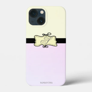 Modern Stylish Girly Stripe Yellow Pink iPhone 13 Mini Case