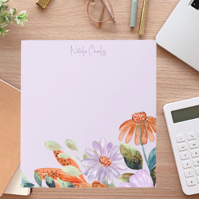 Modern Stylish Girly Trendy Floral  Notepad (Creator Uploaded)