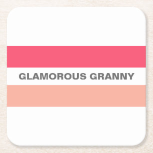 Modern Stylish Glamorous Granny Pink Square Paper Coaster