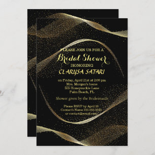 Modern, Stylish Gold and black Bridal Shower Invitation
