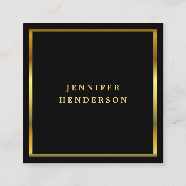 Modern stylish gold and black professional square business card (Front)