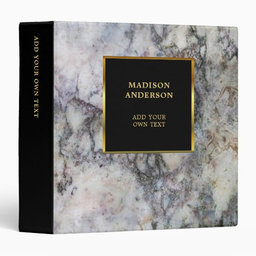 Modern stylish gold black marble professional 3 ring binder