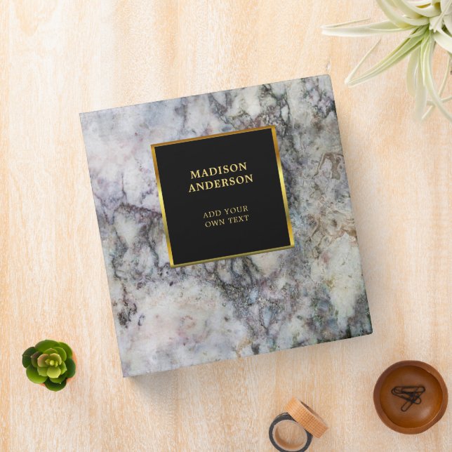 Modern stylish gold black marble professional 3 ring binder (In Situ)