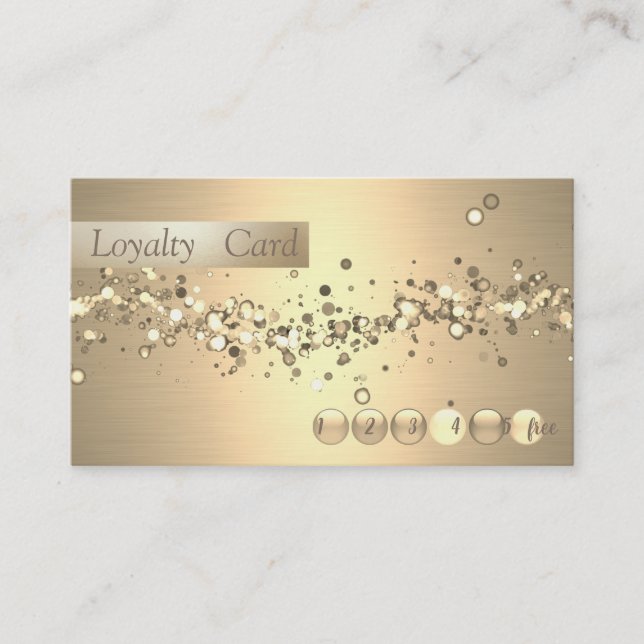 Modern  Stylish Gold Confetti  Loyalty Card (Front)