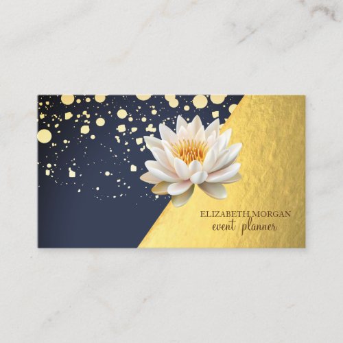 Modern Stylish Gold,Dots,Geometric Lotus Business Card