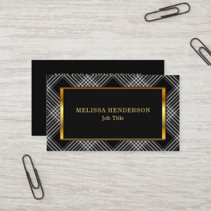 Modern stylish Gold frame black checkered pattern Business Card