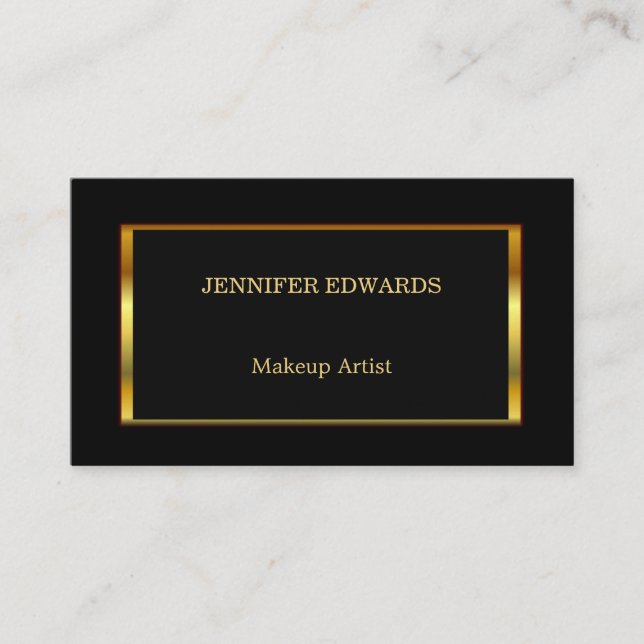 Modern stylish Gold frame on Black professional Business Card (Front)