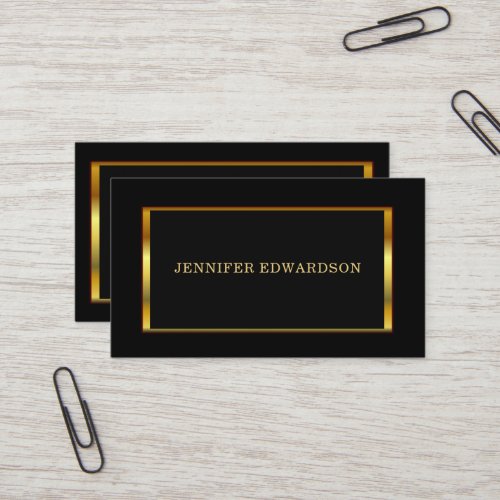 Modern stylish Gold frame on Black professional Business Card