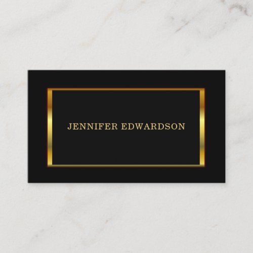 Modern stylish Gold frame on Black professional Business Card