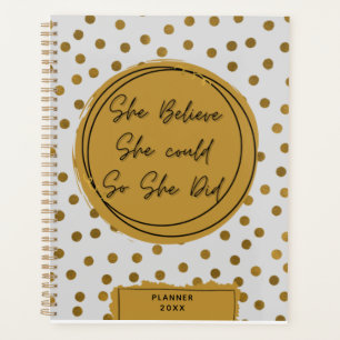 Modern Stylish Gold Glitter Polka Dots Planner