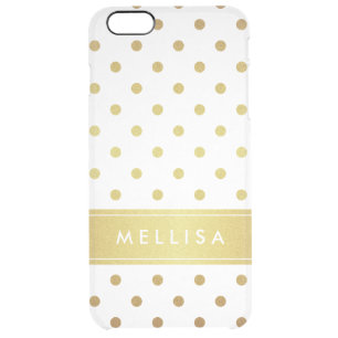 Modern Stylish Gold Glitter Polka Dots Clear iPhone 6 Plus Case
