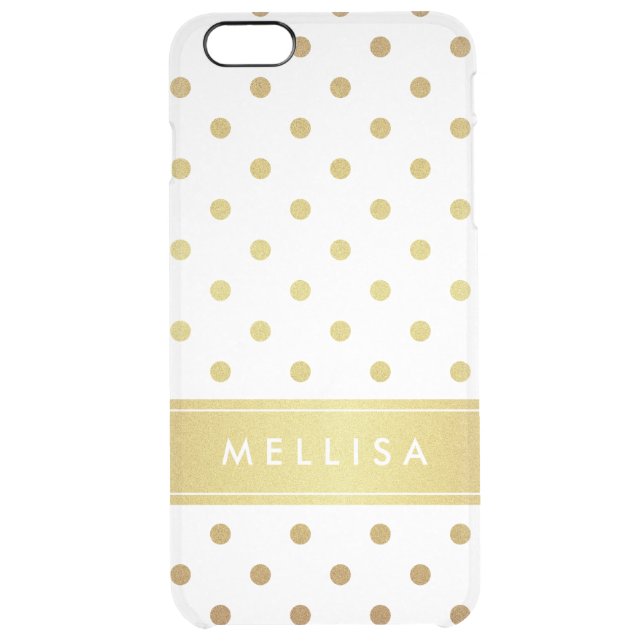 Modern Stylish Gold Glitter Polka Dots Uncommon iPhone Case (Back)