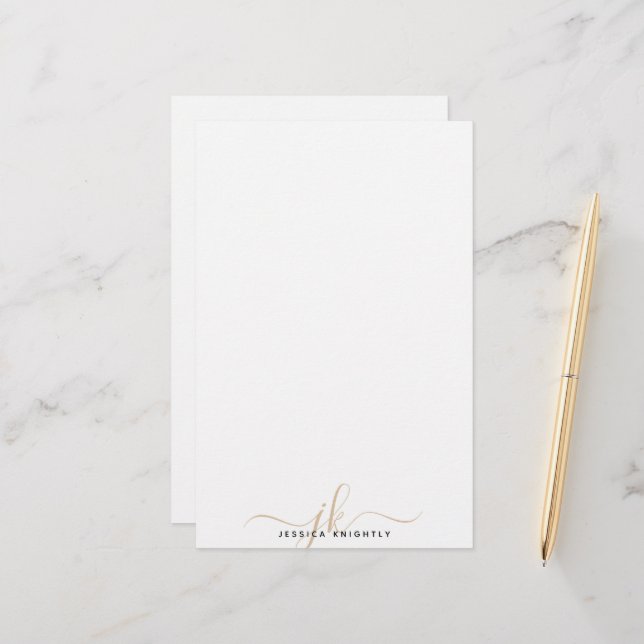 Modern Stylish Gold Monogram Initials Minimal (Front/Back In Situ)