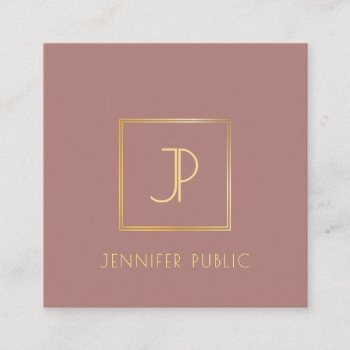 Modern Stylish Gold Monogram Template Trendy Chic Square Business Card