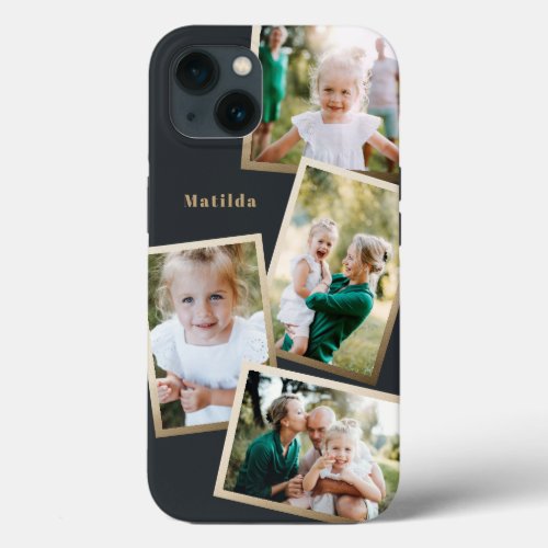 Modern stylish gold multi photo family electronic iPhone 13 case