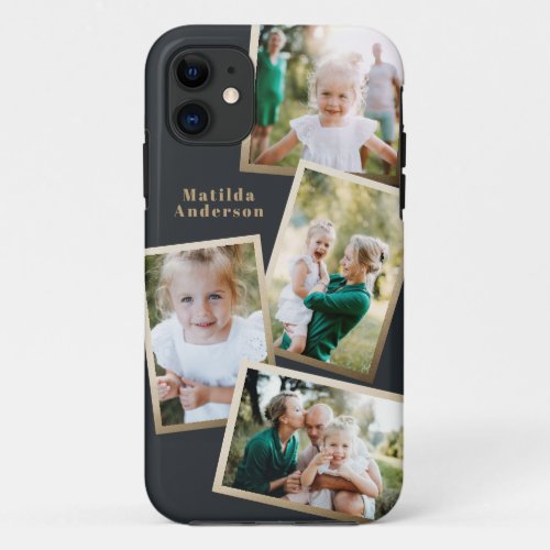 Modern stylish gold multi photo family electronic iPhone 11 case