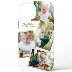 Modern stylish gold multi photo family electronic iPhone 12 pro max case