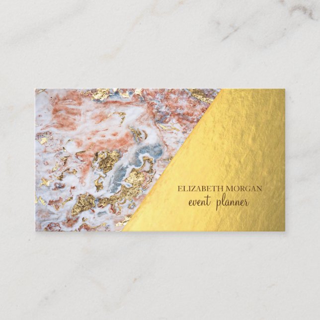 Modern Stylish Gold,Ombre Marble,Geometric Business Card (Front)