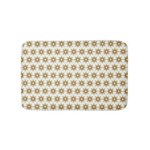 Modern Stylish Gold Starburst Striped Pattern Bath Mat