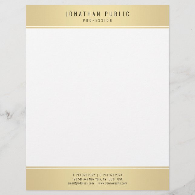 Modern Stylish Gold White Elegant Glamour Template Letterhead (Front)