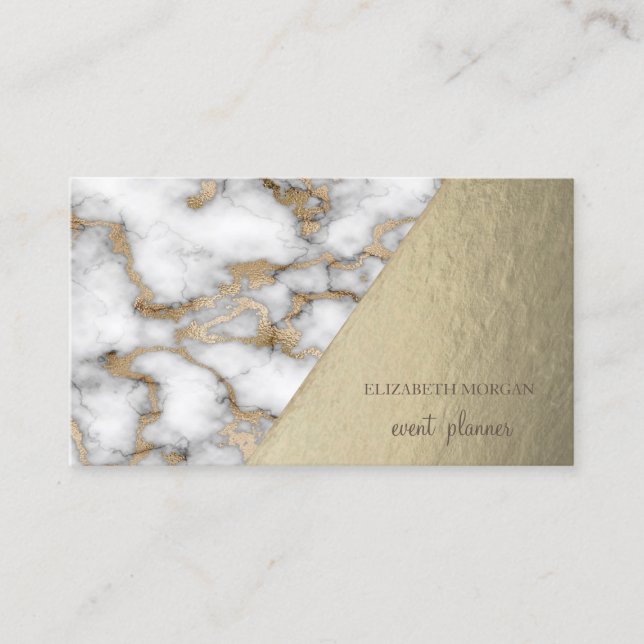 Modern Stylish Gold White Marble,Geometric Business Card (Front)